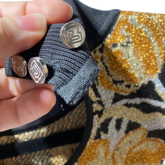 NEW PACO RABANNE Metallic Jacquard-knit Turtleneck Midi Dress - Picture 9 of 12